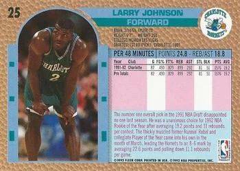1992-93 Fleer Larry Johnson #25 card back image