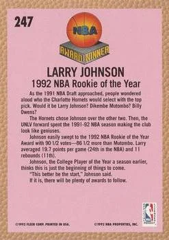 1992-93 Fleer Larry Johnson AW #247 card back image