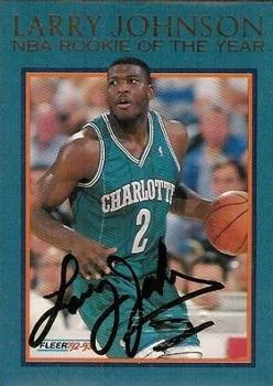 1992-93 Fleer Larry Johnson AU Larry Johnson NBA Rookie of the Year Autographs #12 card image