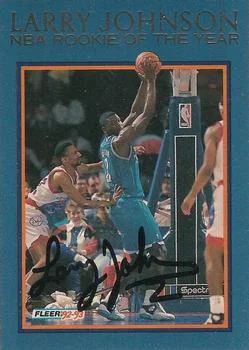 1992-93 Fleer Larry Johnson AU [Larry Johnson NBA Rookie of the Year Autographs] Larry Johnson NBA Rookie of the Year Autographs #3 card image