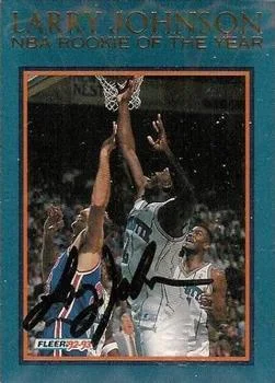 1992-93 Fleer Larry Johnson AU [Larry Johnson NBA Rookie of the Year Autographs] Larry Johnson NBA Rookie of the Year Autographs #9 card image