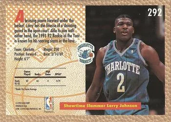 1992-93 Fleer Larry Johnson SD #292 card back image