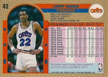 1992-93 Fleer Larry Nance #42 card back image