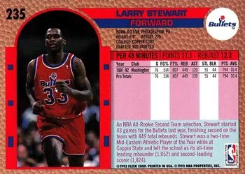 1992-93 Fleer Larry Stewart #235 card back image