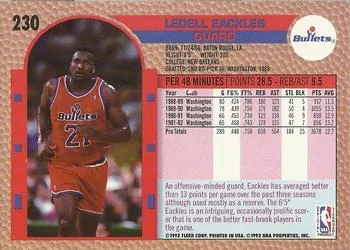1992-93 Fleer Ledell Eackles #230 card back image