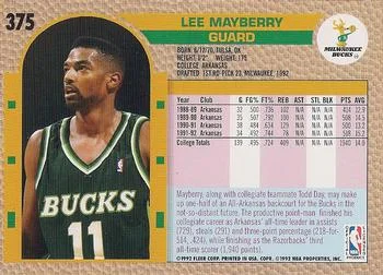 1992-93 Fleer Lee Mayberry #375 card back image