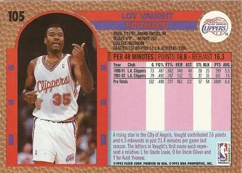 1992-93 Fleer Loy Vaught #105 card back image