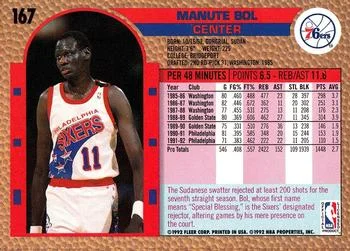 1992-93 Fleer Manute Bol #167 card back image