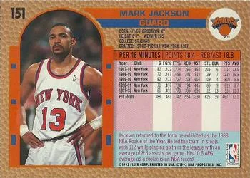 1992-93 Fleer Mark Jackson #151 card back image