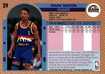 1992-93 Fleer Mark Macon #59 card back image