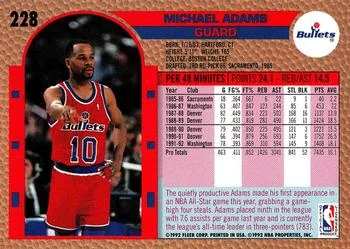 1992-93 Fleer Michael Adams #228 card back image
