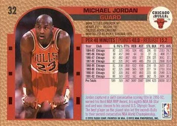 1992-93 Fleer Michael Jordan #32 card back image