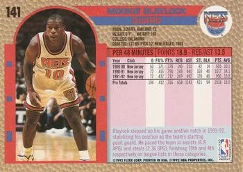 1992-93 Fleer Mookie Blaylock #141 card back image