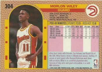 1992-93 Fleer Morlon Wiley #304 card back image