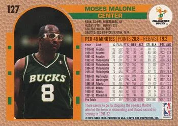 1992-93 Fleer Moses Malone #127 card back image