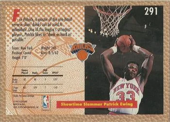 1992-93 Fleer Patrick Ewing SD #291 card back image