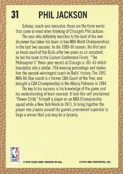 1992-93 Fleer Phil Jackson CO #31 card back image