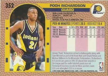1992-93 Fleer Pooh Richardson #352 card back image