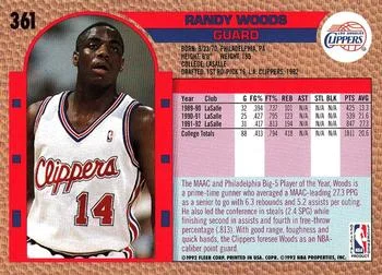 1992-93 Fleer Randy Woods #361 card back image