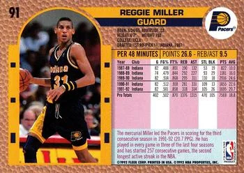 1992-93 Fleer Reggie Miller #91 card back image
