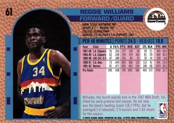 1992-93 Fleer Reggie Williams #61 card back image