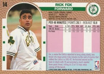 1992-93 Fleer Rick Fox #14 card back image