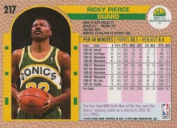1992-93 Fleer Ricky Pierce #217 card back image