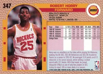 1992-93 Fleer Robert Horry #347 card back image