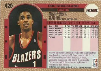 1992-93 Fleer Rod Strickland #420 card back image