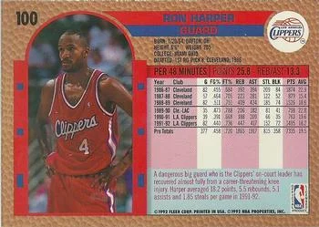 1992-93 Fleer Ron Harper #100 card back image