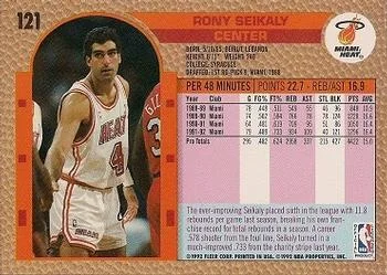 1992-93 Fleer Rony Seikaly #121 card back image
