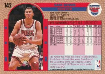 1992-93 Fleer Sam Bowie #142 card back image