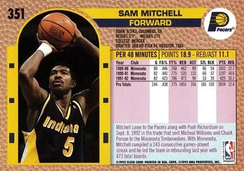 1992-93 Fleer Sam Mitchell #351 card back image