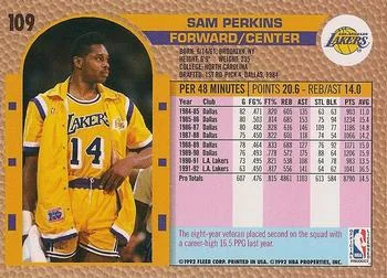 1992-93 Fleer Sam Perkins #109 card back image
