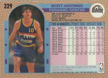 1992-93 Fleer Scott Hastings #329 card back image