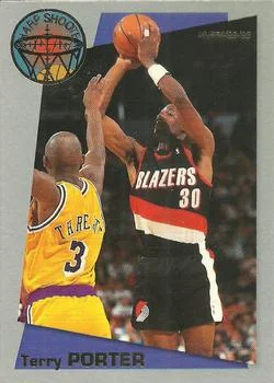 1992-93 Fleer Terry Porter [Sharpshooters] Sharpshooters #6 card image