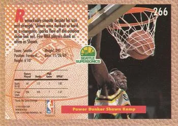1992-93 Fleer Shawn Kemp SD #266 card back image