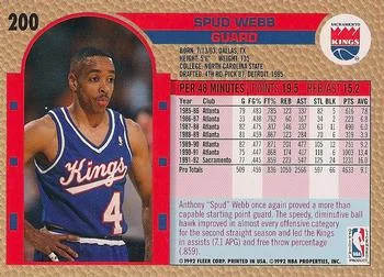 1992-93 Fleer Spud Webb #200 card back image