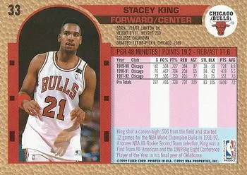 1992-93 Fleer Stacey King #33 card back image