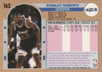 1992-93 Fleer Stanley Roberts #162 card back image
