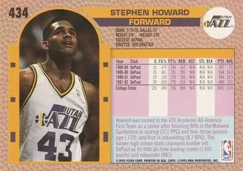 1992-93 Fleer Stephen Howard #434 card back image