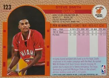 1992-93 Fleer Steve Smith #123 card back image
