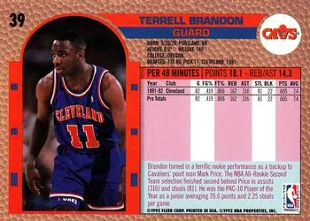 1992-93 Fleer Terrell Brandon #39 card back image