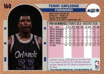 1992-93 Fleer Terry Catledge #160 card back image