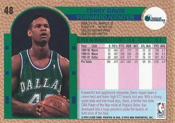 1992-93 Fleer Terry Davis #48 card back image