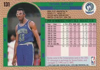 1992-93 Fleer Thurl Bailey #131 card back image