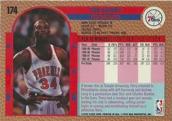 1992-93 Fleer Tim Perry #174 card back image