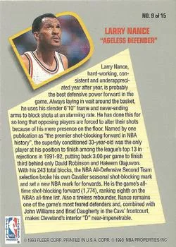 1992-93 Fleer Larry Nance [Total D] Total D #9 card back image