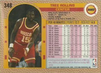1992-93 Fleer Tree Rollins #348 card back image
