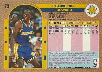 1992-93 Fleer Tyrone Hill #75 card back image